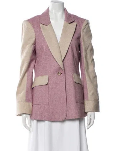 Pre-owned Cinq À Sept Tweed Pattern Blazer In Pink