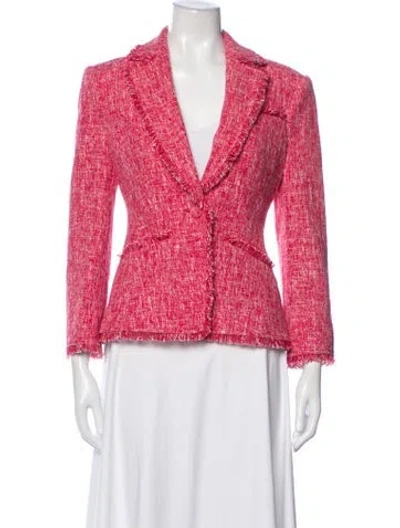 Pre-owned Cinq À Sept Tweed Pattern Blazer In Pink