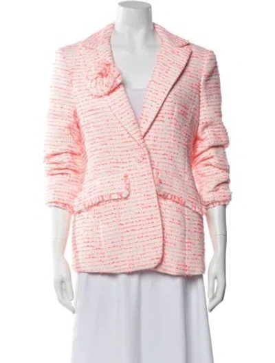 Pre-owned Cinq À Sept Tweed Pattern Blazer In Pink/white