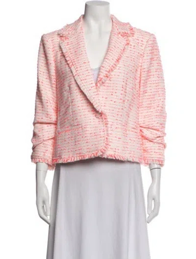 Pre-owned Cinq À Sept Tweed Pattern Blazer In Pink/white