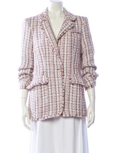 Pre-owned Cinq À Sept Tweed Pattern Blazer In Red