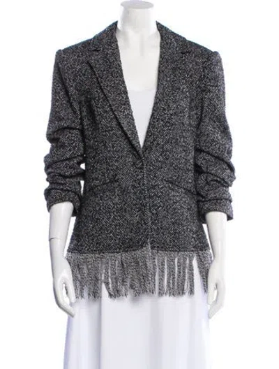 Pre-owned Cinq À Sept Tweed Pattern Blazer W/ Tags In Black