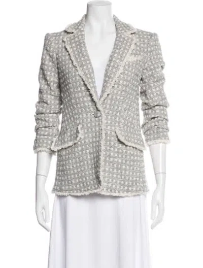 Pre-owned Cinq À Sept Tweed Pattern Blazer W/ Tags In Blue