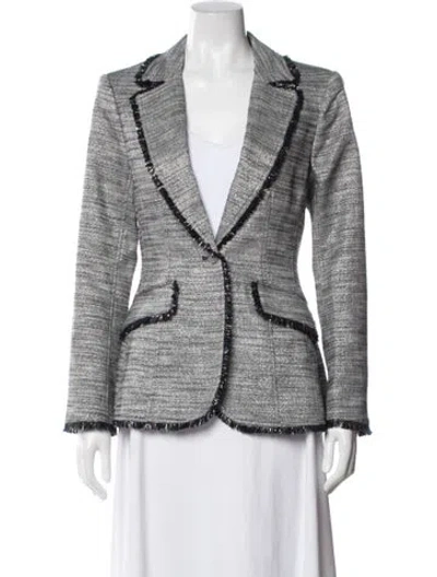 Pre-owned Cinq À Sept Tweed Pattern Blazer W/ Tags In White