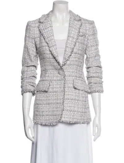 Pre-owned Cinq À Sept Tweed Pattern Blazer In White