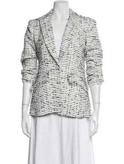 Pre-owned Cinq À Sept Tweed Pattern Blazer In White