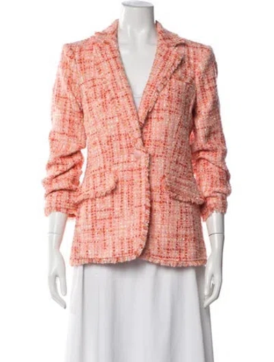 Pre-owned Cinq À Sept Tweed Pattern Blazer In White