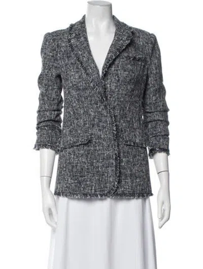 Pre-owned Cinq À Sept Tweed Pattern Coat In Blue