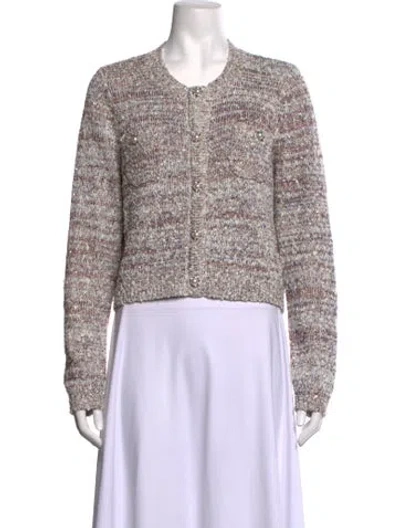 Pre-owned Cinq À Sept Tweed Pattern Crew Neck Sweater In Multicolor
