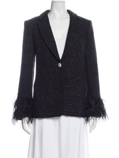 Pre-owned Cinq À Sept Tweed Pattern Down Jacket In Blue