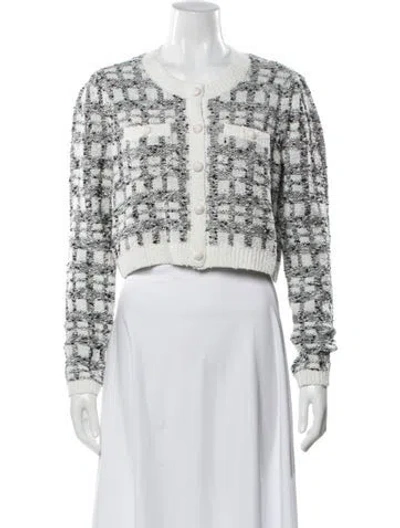 Pre-owned Cinq À Sept Tweed Pattern Evening Jacket W/ Tags In White