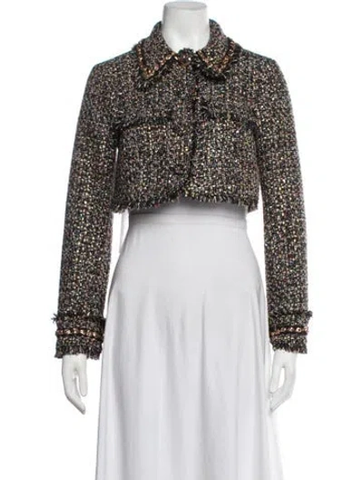 Pre-owned Cinq À Sept Tweed Pattern Jacket In Black/metallic