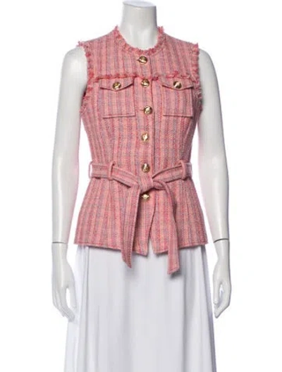 Pre-owned Cinq À Sept Tweed Pattern Jacket In Pink