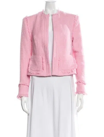 Pre-owned Cinq À Sept Tweed Pattern Jacket In Pink