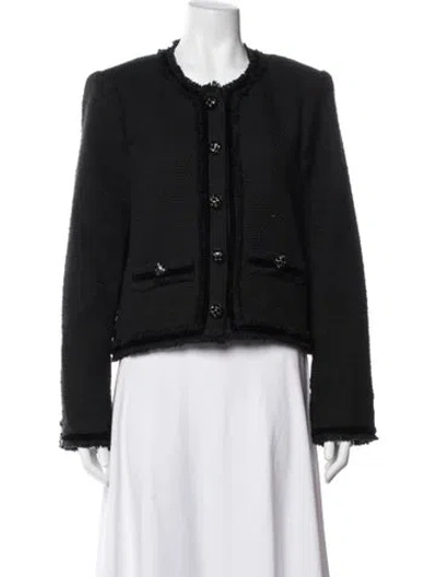 Pre-owned Cinq À Sept Tweed Pattern Jacket W/ Tags In Black