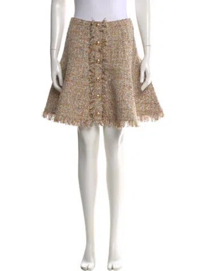 Pre-owned Cinq À Sept Tweed Pattern Knee-length Skirt In Black