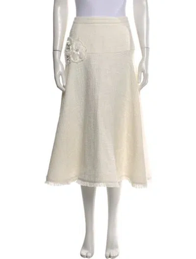 Pre-owned Cinq À Sept Tweed Pattern Midi Length Skirt W/ Tags In Neutral