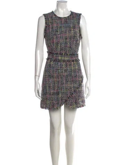 Pre-owned Cinq À Sept Tweed Pattern Mini Dress In Multi