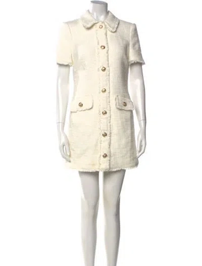 Pre-owned Cinq À Sept Tweed Pattern Mini Dress In Neutrals