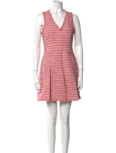 Pre-owned Cinq À Sept Tweed Pattern Mini Dress In Pink