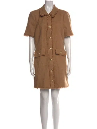 Pre-owned Cinq À Sept Tweed Pattern Mini Dress W/ Tags In Neutral