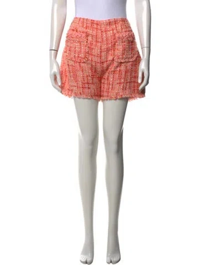 Pre-owned Cinq À Sept Tweed Pattern Mini Shorts W/ Tags In Red/white