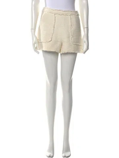 Pre-owned Cinq À Sept Tweed Pattern Mini Shorts In White
