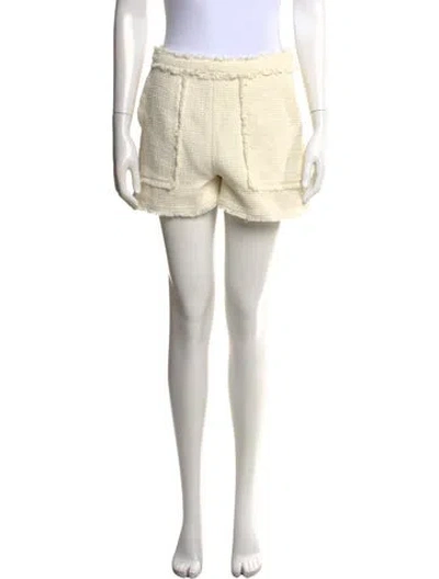 Pre-owned Cinq À Sept Tweed Pattern Mini Shorts In White