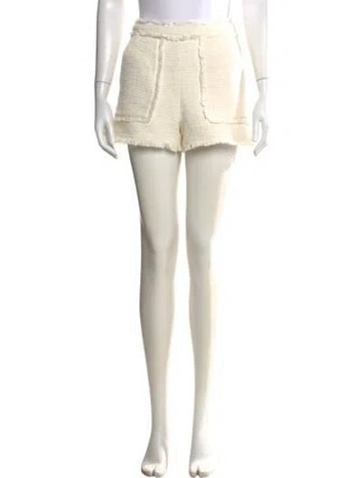 Pre-owned Cinq À Sept Tweed Pattern Mini Shorts In White
