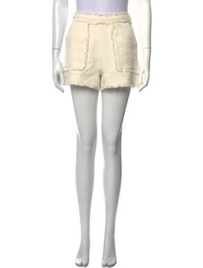 Pre-owned Cinq À Sept Tweed Pattern Mini Shorts In White