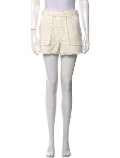 Pre-owned Cinq À Sept Tweed Pattern Mini Shorts In White