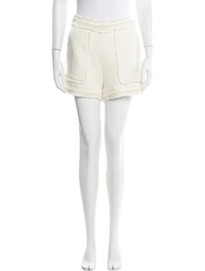 Pre-owned Cinq À Sept Tweed Pattern Mini Shorts In White