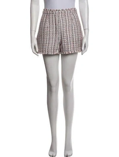 Pre-owned Cinq À Sept Tweed Pattern Mini Shorts In White
