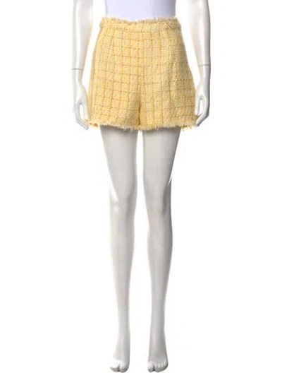 Pre-owned Cinq À Sept Tweed Pattern Mini Shorts In Yellow