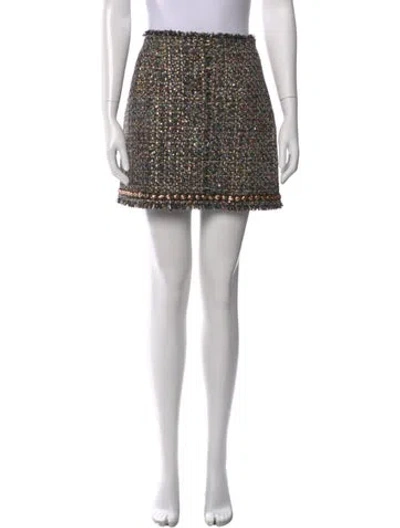 Pre-owned Cinq À Sept Tweed Pattern Mini Skirt In Black