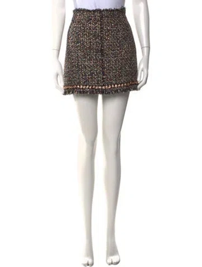 Pre-owned Cinq À Sept Tweed Pattern Mini Skirt In Black