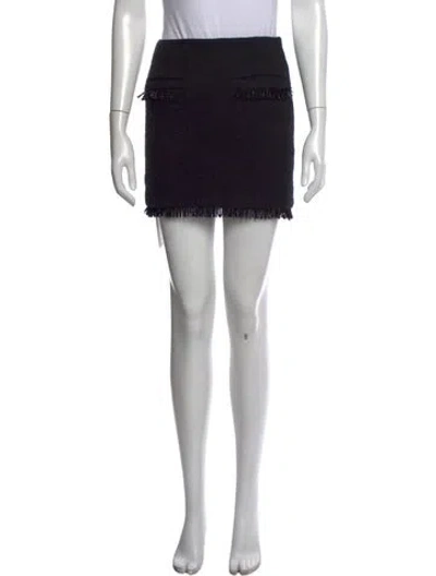 Pre-owned Cinq À Sept Tweed Pattern Mini Skirt In Black