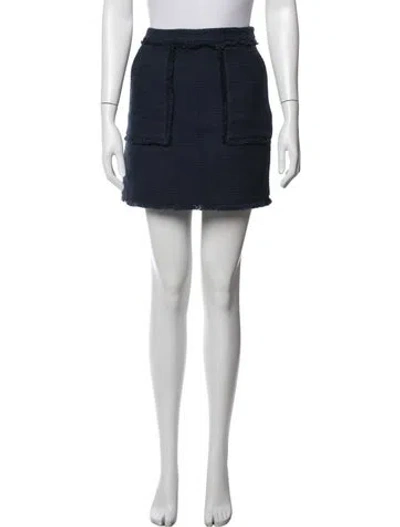 Pre-owned Cinq À Sept Tweed Pattern Mini Skirt In Blue