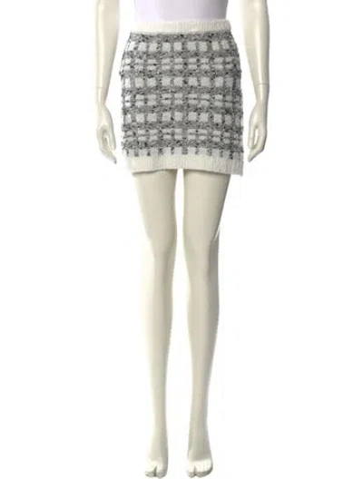 Pre-owned Cinq À Sept Tweed Pattern Mini Skirt In Neutral