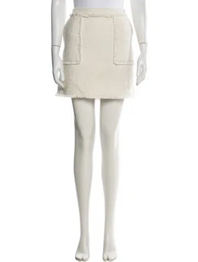 Pre-owned Cinq À Sept Tweed Pattern Mini Skirt In Neutral