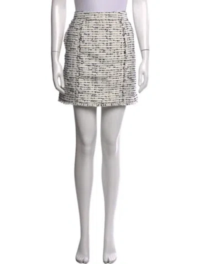 Pre-owned Cinq À Sept Tweed Pattern Mini Skirt In White