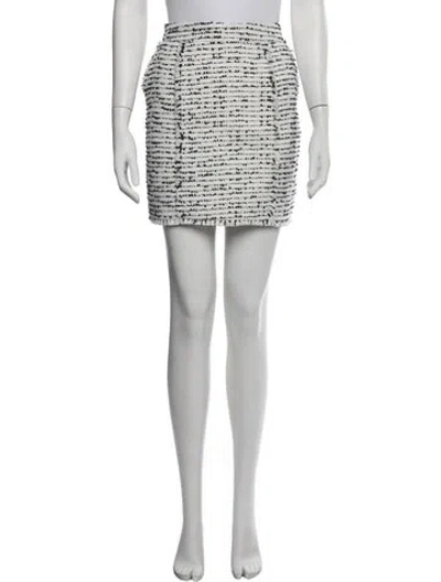 Pre-owned Cinq À Sept Tweed Pattern Mini Skirt In White
