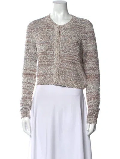 Pre-owned Cinq À Sept Tweed Pattern Open Front Sweater In Multicolor