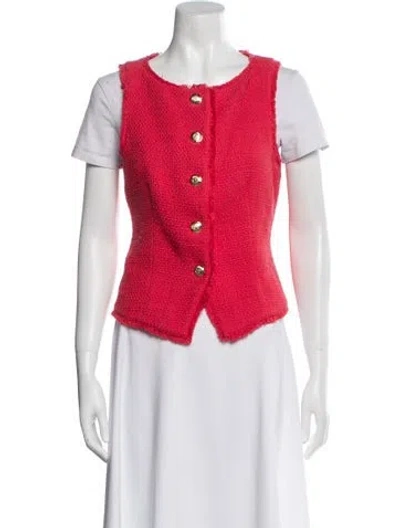 Pre-owned Cinq À Sept Tweed Pattern Vest In Red