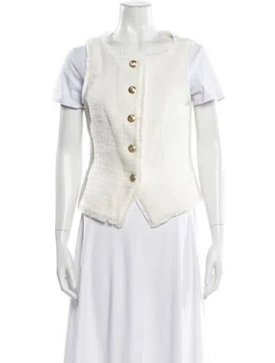 Pre-owned Cinq À Sept Tweed Pattern Vest In White