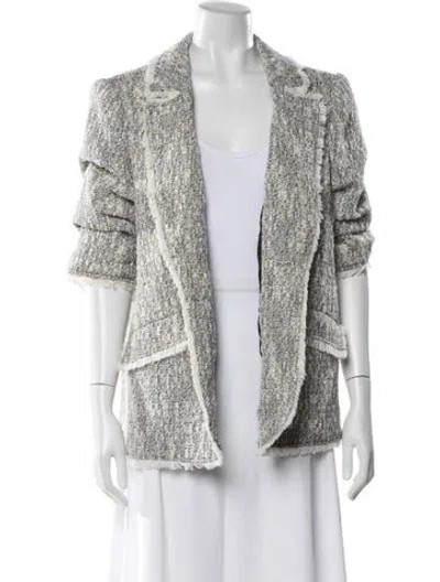 Pre-owned Cinq À Sept Tweed Tweed Pattern Blazer In Neutral