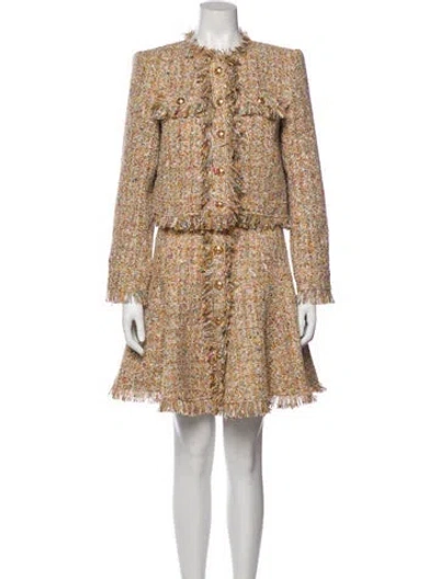 Pre-owned Cinq À Sept Tweed Tweed Pattern Skirt Set W/ Tags In Gray