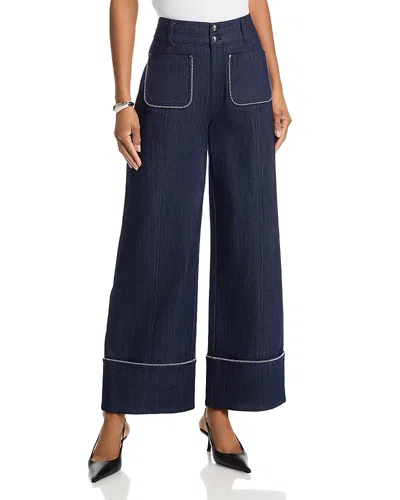 Cinq À Sept Cinq A Sept Twisted Trim Wide Leg Dorothea Pants In Blue