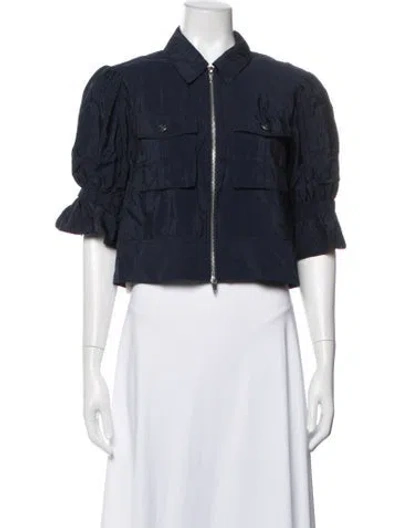 Pre-owned Cinq À Sept Utility Jacket In Blue