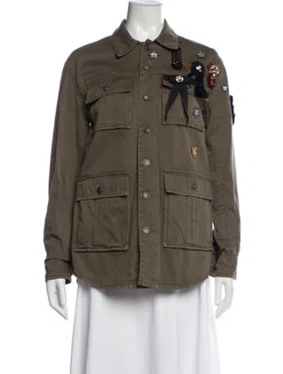 Pre-owned Cinq À Sept Utility Jacket In Green